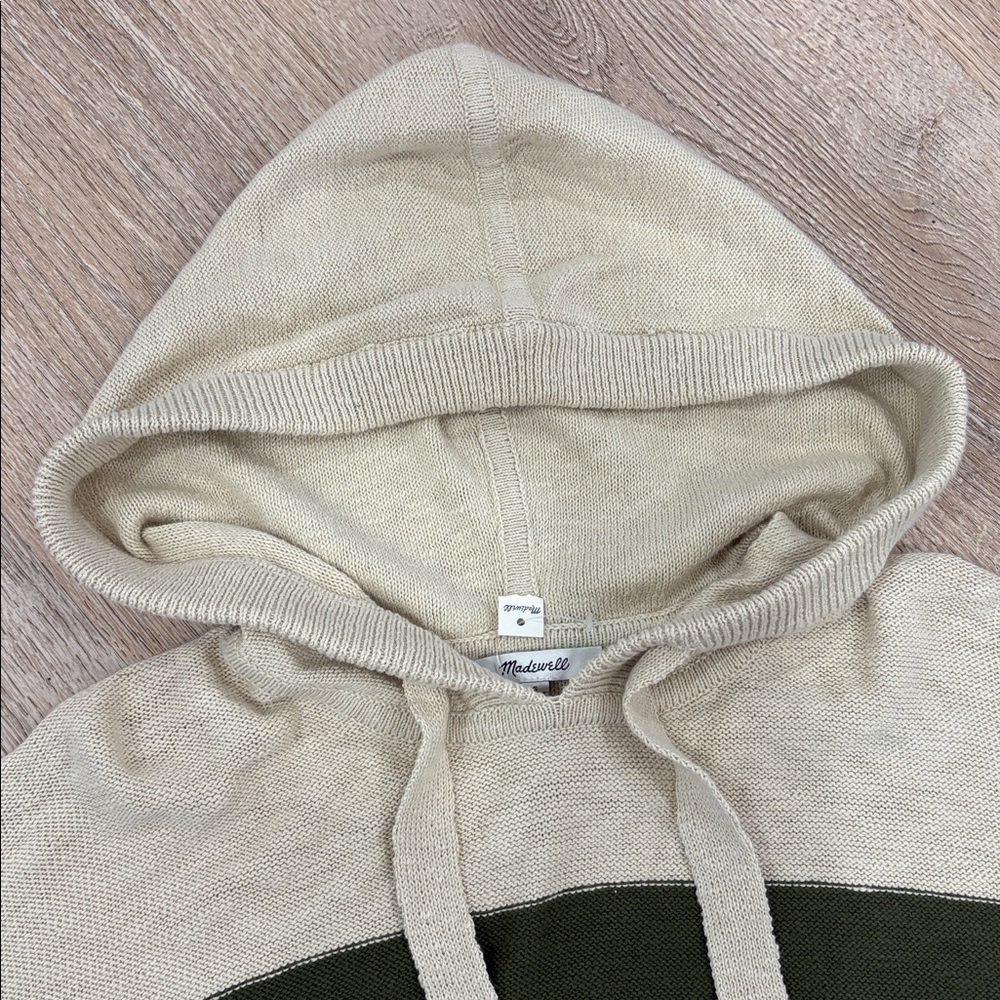 Madewell Clairview Hoodie Sweater Heather Artichoke Colorblock 100% Cotton S - Picture 10 of 11